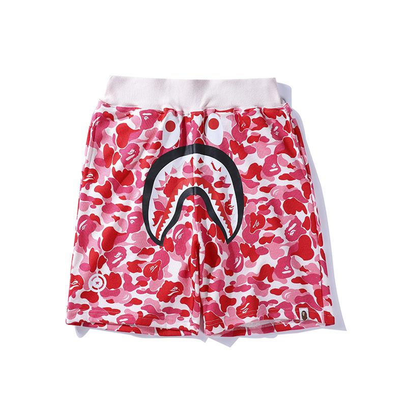 Bathing Ape Shorts Shark Head Camouflage Bottom Pattern Casual Shorts Men and Women Fashion Tether Shorts