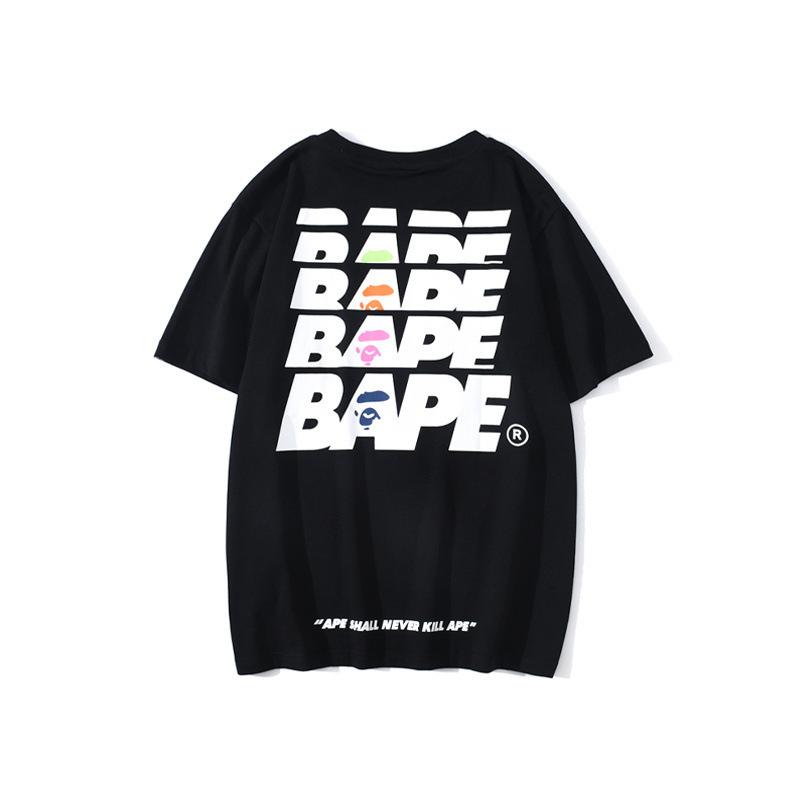 Bathing Ape T-Shirt Summer Short Sleeve Letter Print Round Neck Pullover T-shirt