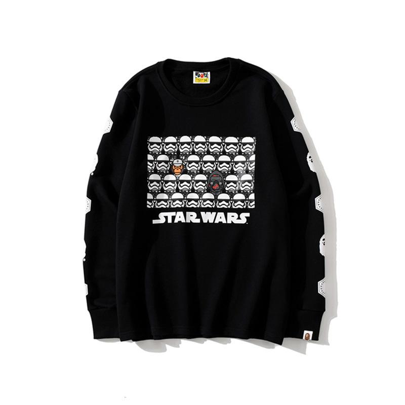 Bathing Ape Sweatshirts Ape Head and Star Wars White Warrior Loose Casual Couple Pullover Sweatshirt