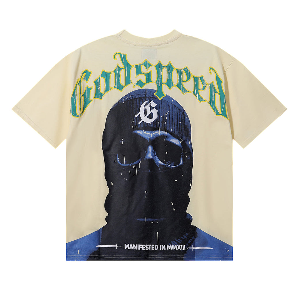 Godspeed T-shirts Masked Man Printed Cotton Crew Neck Short Sleeve Men and Women