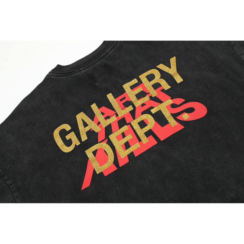 Gallery Dept T Shirts TV Printing Washed Distressed Short Sleeve plus Size