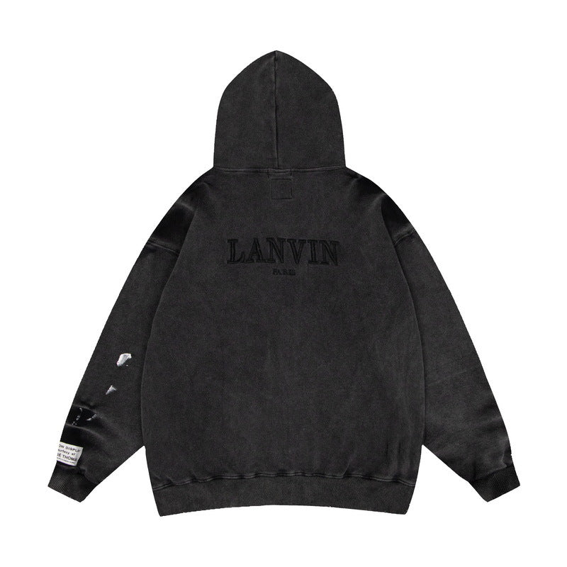 Gallery Dept Hoodie Loose Casual Cardigan Distressed Hoodie