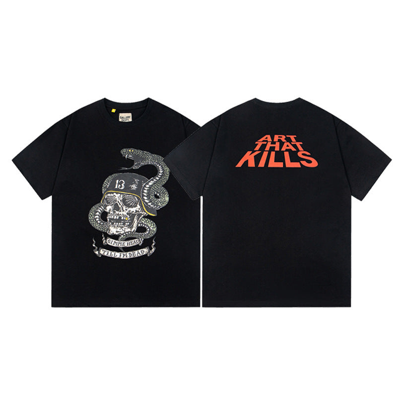 Gallery Dept T-Shirt Letter Pattern Washed Old Short Sleeve T-Shirt