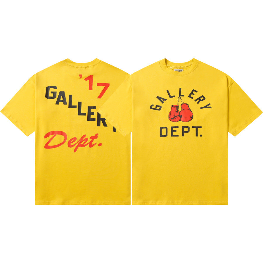 Gallery Dept T-Shirt Hand Painted Ink Splashing Alphabet Washed Retro Short Sleeve T-Shirt