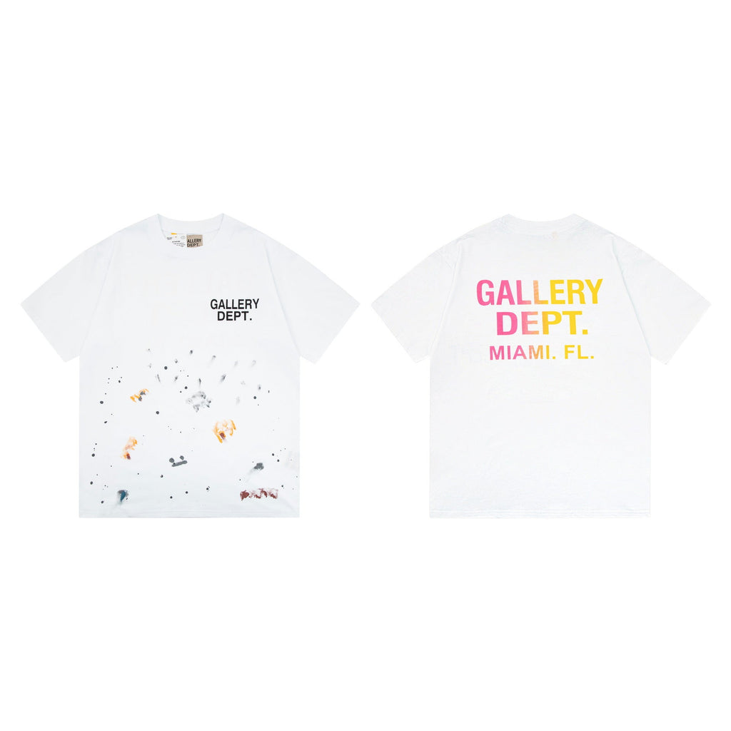 Gallery Dept T-Shirt Ink-splashing Tie-dye Alphabet Short Sleeve T-Shirt