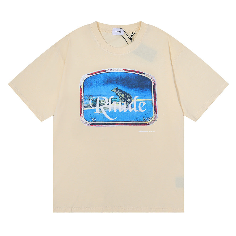 Rhude T-shirt Micro Label Letter Retro Printed Short Sleeve T-shirt
