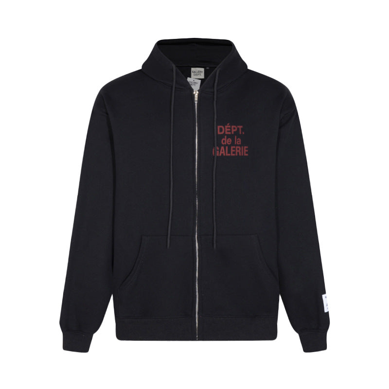 Gallery Dept Hoodie Alphabet Slogan Cardigan Hooded Sweater