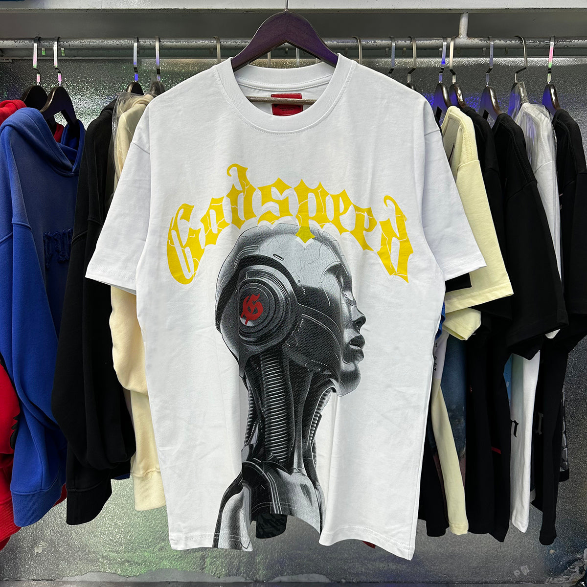 Godspeed T-shirts Technology Robot Printing Cotton Casual Short Sleeve Men and Women