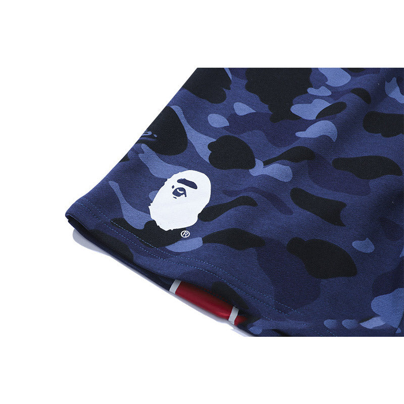 Bathing Ape Shorts Summer Large Size Loose Cropped Pants Camouflage Blue Fashion Shorts